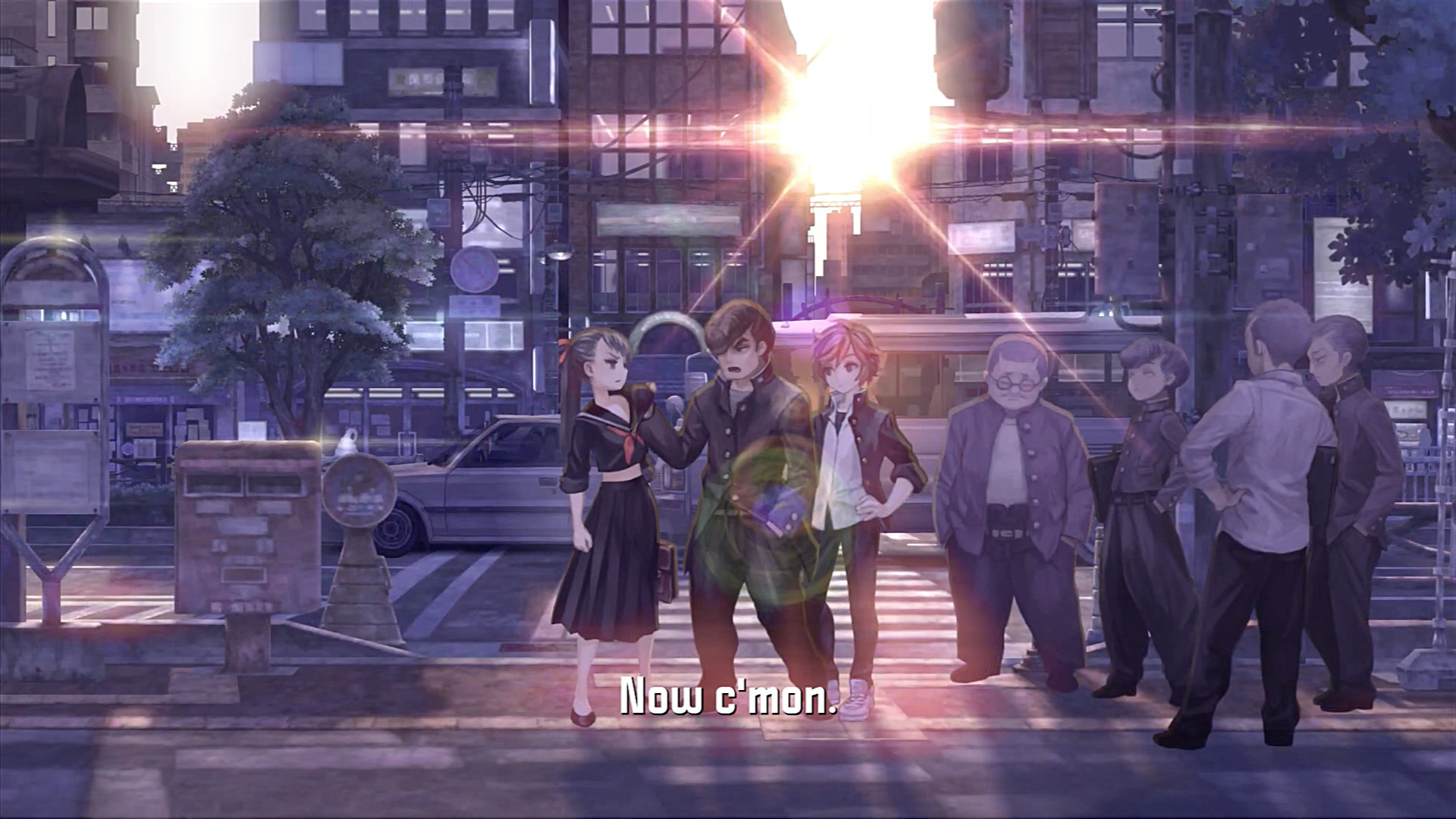 13 Sentinels: Aegis Rim screenshot encouraging the party to "c'mon"!