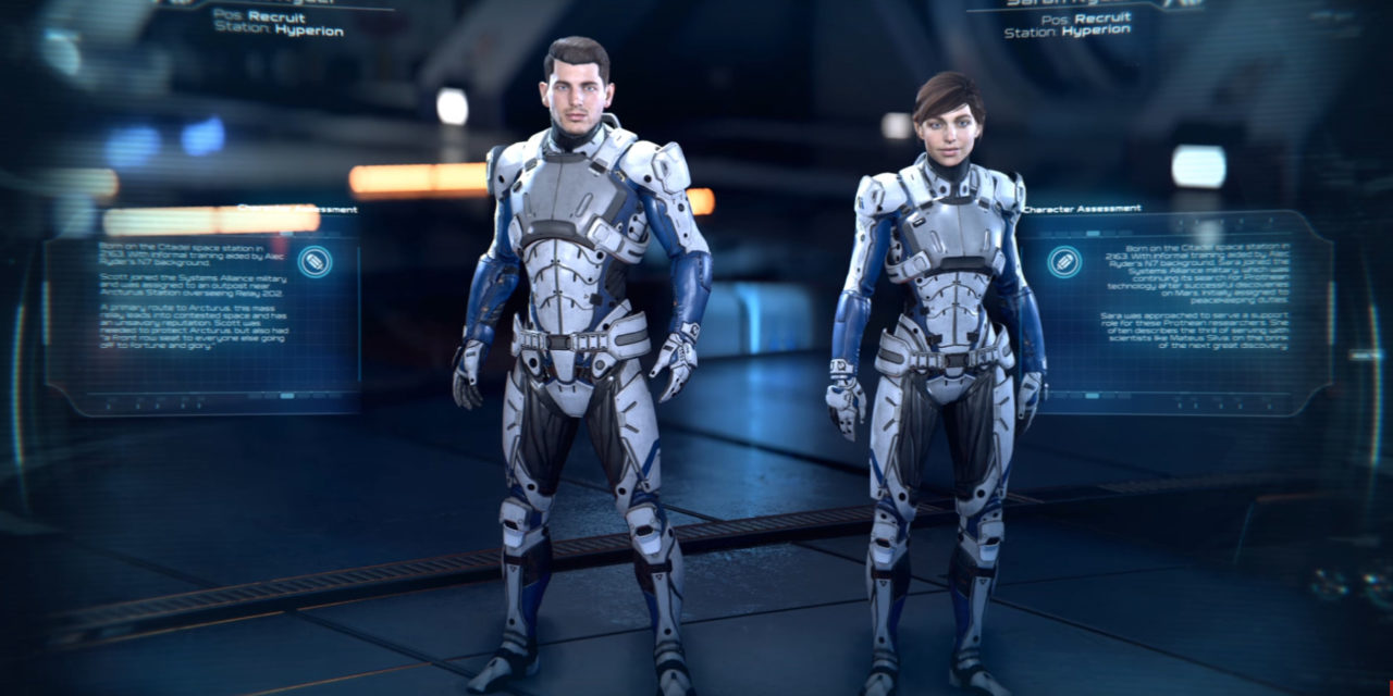 An image of sara and scott ryder from Mass Effect Andromeda