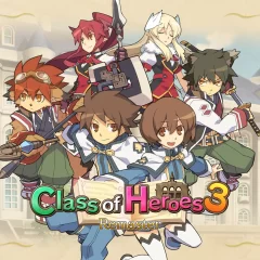 Class of Heroes 3 Remaster Artwork of the cast clustered together with the logo against a school backdrop.