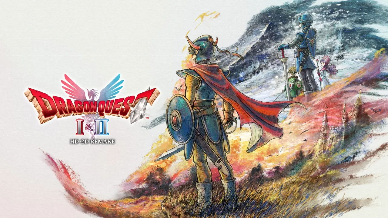 The key art from Dragon Quest I & II HD-2D Remake showing multiple knights looking into the distance