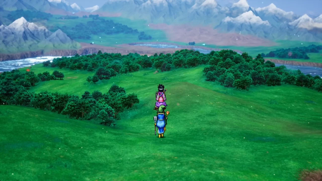 The party out in the field in Dragon Quest III HD-2D Remake