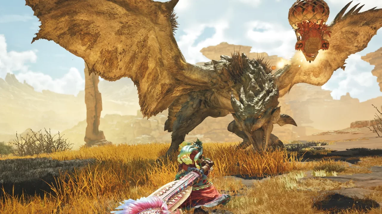 Monster Hunter WIlds protagonist prepares to take on massive winged beast.