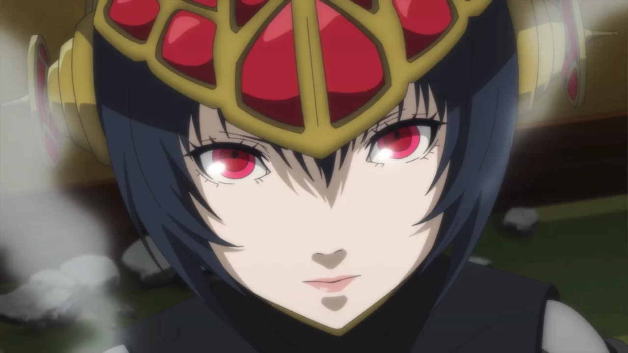 A close-up of Metis from one of the new animated cutscenes in Episode Aigis.