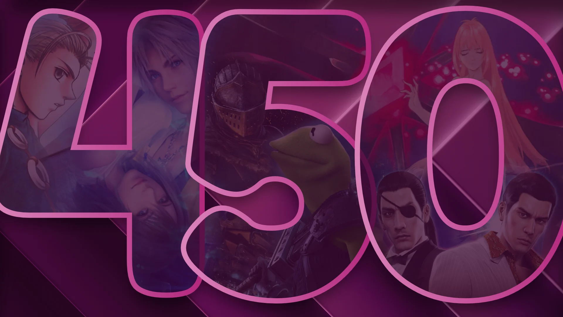 Retro Encounter 450 with art from Final Fantasy X, Suikoden II, Xenogears, Yakuza 0, Dark Souls