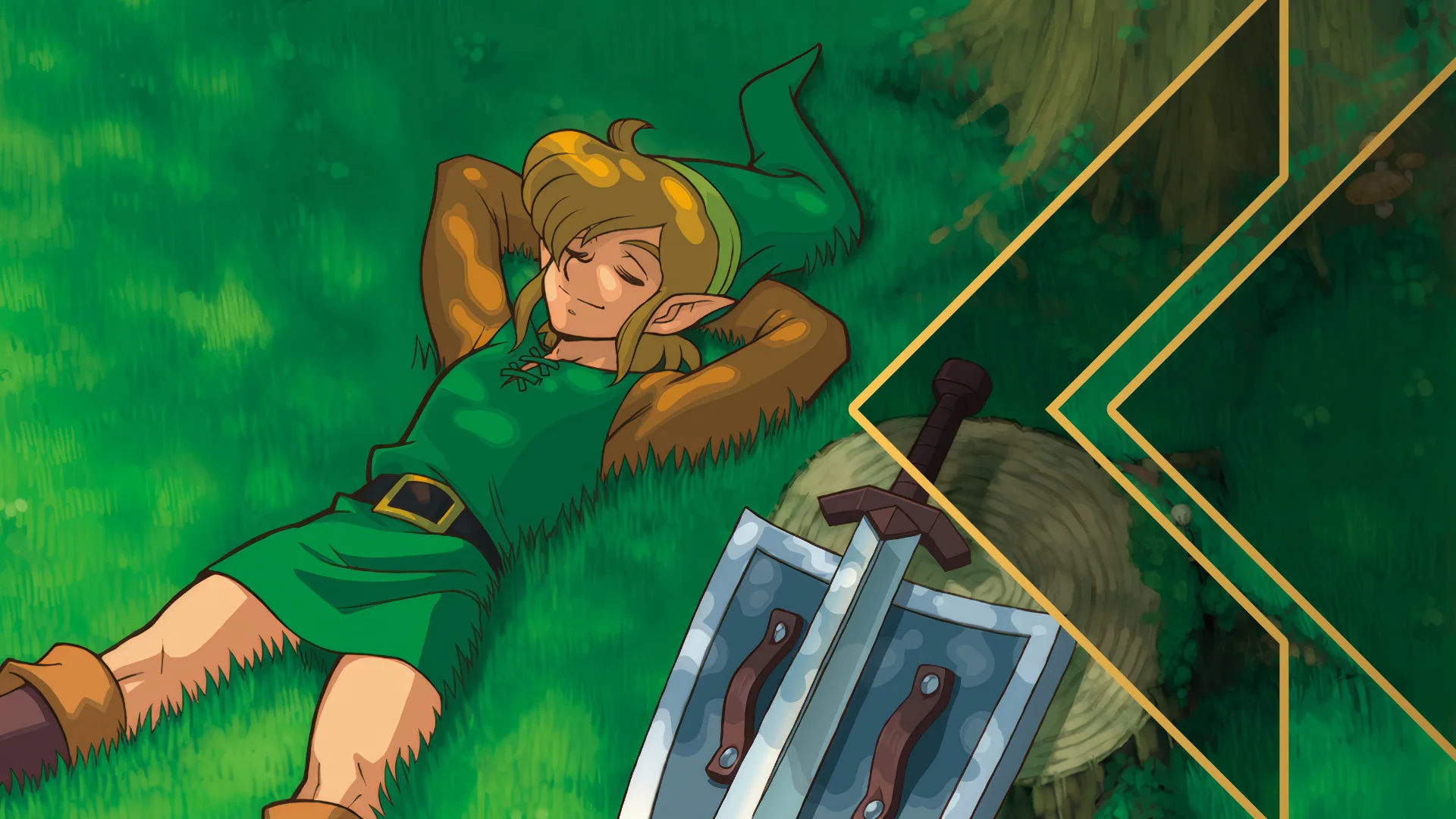 Retro Encounter Final Thoughts - The Legend of Zelda: A Link to the Past art of Link napping in the grass under a tree