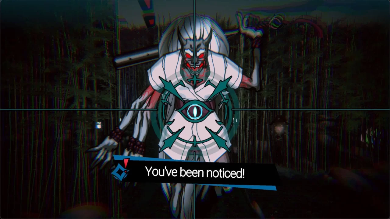 Shujinkou Foe Yajuu with a warning dialogue box stating "You've been noticed!"