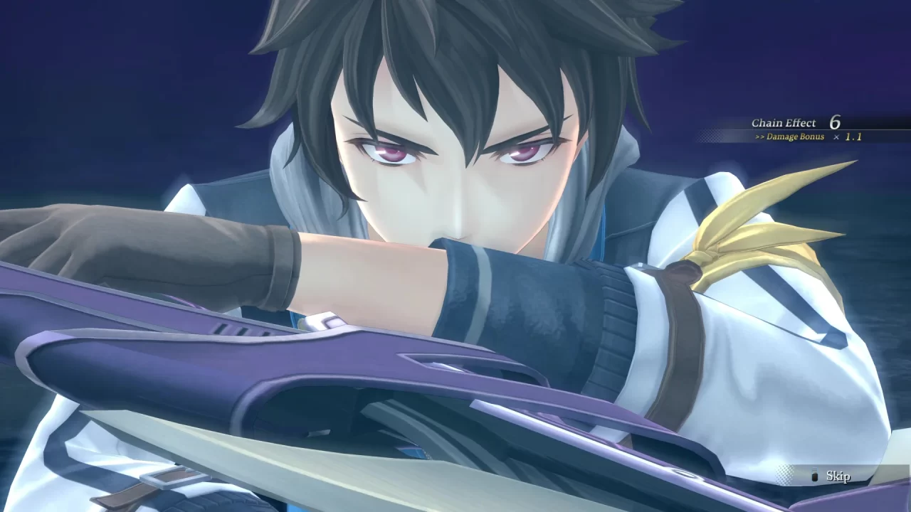 The Legend of Heroes: Trails through Daybreak II Screenshot of dark-haired man looking series with twin blades ready to strike